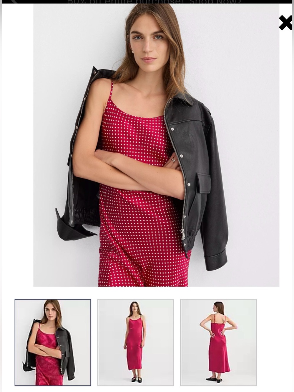 LOFT Cherry Red Polka Dot Maxi Slip Dress - Picture 9 of 11